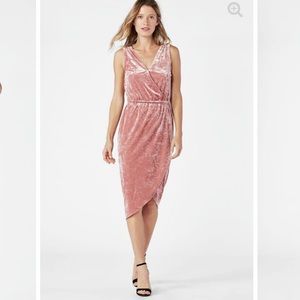 Pink Mauve Velvet JustFab Wrap Midi Dress NEW